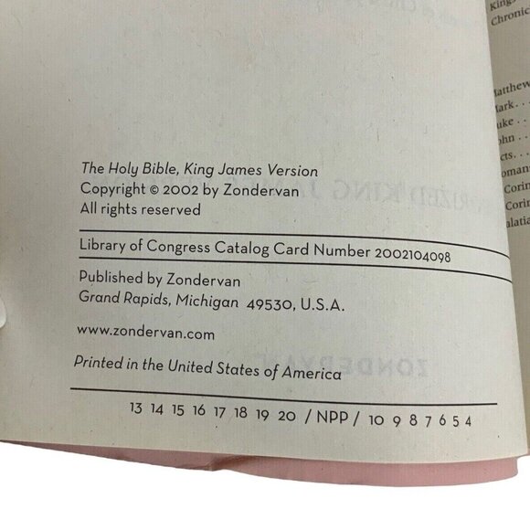 Holy Bible King James Version KJV Pink Faux Leather Zondervan 2002 - Picture 4 of 10